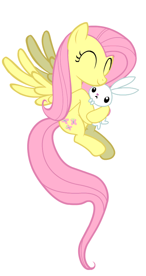 Fluttershy abraçando o coelho
